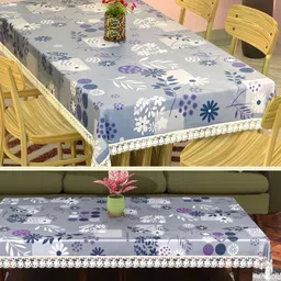 Myntra Elegant Homes Grey & Purple Floral Printed Rectangular 6-Seater Dining Table Cover-16