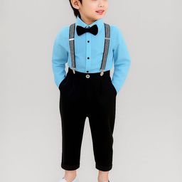 purple sky Boys Long Sleeves Shirt With Trousers & Suspenders-picture-26