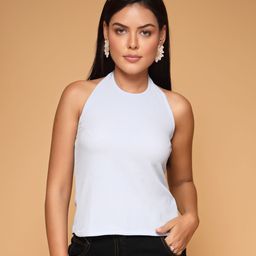 KATLINE Women Halter Neck Crepe Top-image-98