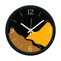 Aura Black & Yellow Abstract Printed Analogue Round Shaped Contemporary Wall Clock-33
