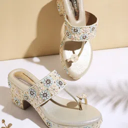 V-WALK Embellished Party Block Sandals-19