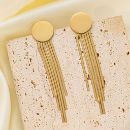 Jewels Galaxy Gold-Plated Stainless Steel Contemporary Drop Earrings-55