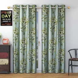 Galaxy Home Decor Green Set of 2 Floral Door Curtain-46