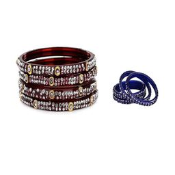 SOMIL Set of 8 Maroon Alloy Bangles-image-90
