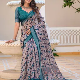 Mitera Floral Printed Zari Pure Cotton Saree-image-71