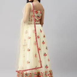 FABPIXEL Embroidered Sequinned Semi-Stitched Lehenga & Unstitched Blouse With Dupatta image 5
