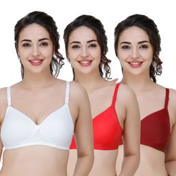 College Girl Pack Of 3 Full Coverage Lightly Padded T-shirt Bra-58