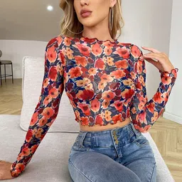 Stylecast X Slyck Floral Printed Fitted Crop Top-image-95