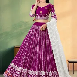 F Plus Fashion Net Semi-Stitched Lehenga Choli-image-61