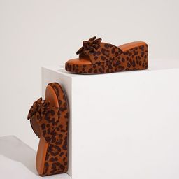 Froh Feet Women Animal Printed Flatform Heel Sandals with Bows-picture-32