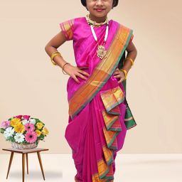 Mom and Me Kids-Girls Purple Sarees-image-79