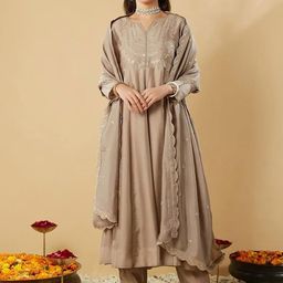 KALINI Women Woven Design Embroidered Kurta with Trousers & Dupatta-57