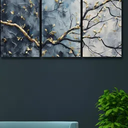 Myntra Elegant Homes Grey & Gold-Toned 3 Pieces Abstract Wall Art-image-80