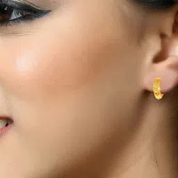 DIVASTRI Gold Plated Triangular Shaped Hoop Earring-7