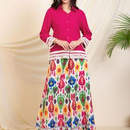 DEEBACO Three-Quarter Sleeves Shirt with Palazzo-image-65