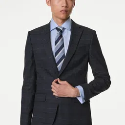 Marks & Spencer Checked Notched Lapel Single Breasted Formal Blazer-image-60