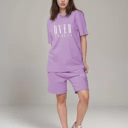 FITIN OUTFIT Printed Pure Cotton Round Neck T-Shirt With Shorts Co-Ords-picture-7