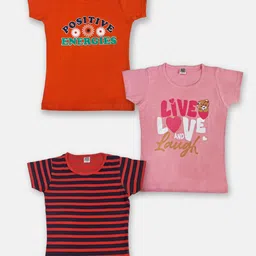 Here&Now X Game Begins Girls Pack Of 3 Assorted Printed Pure Cotton T-shirts-28
