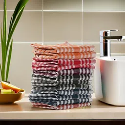 Kuber Industries Red & Black 12 Pieces Printed Cotton Kitchen Towels-image-68