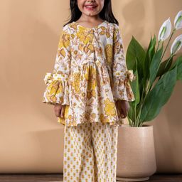 Readiprint Girls Floral Printed Empire Pure Cotton Kurti with Palazzos-picture-34