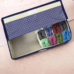 Kuber Industries Blue & White Foldable Wardrobe Drawer Organiser image 2