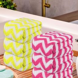 Kuber Industries 6-Pcs Yellow & Pink Printed Pure Cotton 250 GSM Face Towels-image-62