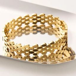 DIVASTRI American Diamond Antique Stainless Steel Gold-Plated Kada Bracelet-image-5