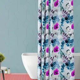 ArtzFolio White & Pink Floral Printed Waterproof Shower Curtain-image-98