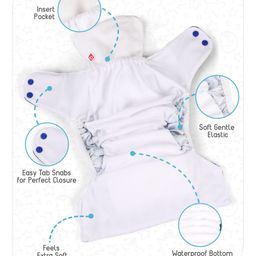 Babyhug Free Size Reusable Contrast Flap Closure Cloth Diaper With Insert Vehicle Print - Blue image 4