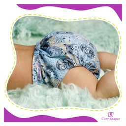 Bembika Reusable Cloth Diaper With Bamboo Charcoal Inserts - Grey image 4