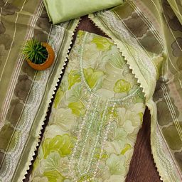 SAINOOR Embroidered Organza Semi-Stitched Dress Material-image-74