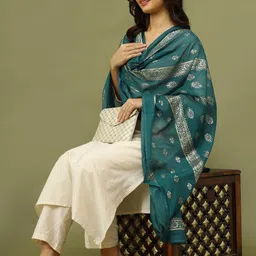 Sangria Floral Printed Pure Cotton Dupatta-24