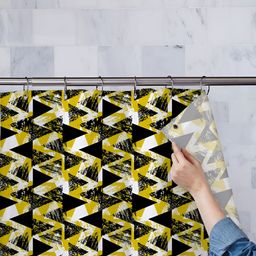 ArtzFolio Yellow & Black Printed Water Proof Shower Curtain-image-94