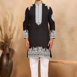 KRAFT INDIA LUXE Men Ethnic Motifs Yoke Design Grandeur & Majestic Artwork Kurta-image-40