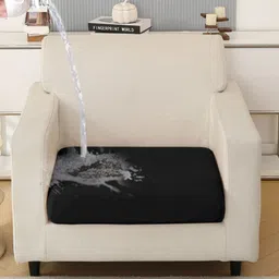 HOKIPO Black Solid Waterproof Polyester 1 Seater Sofa Seat Cover-image-46