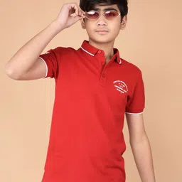 Crimsoune Club Boys Polo Collar Applique Slim Fit T-shirt-10