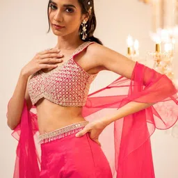 Foram Patel Embroidered Crop Top With Sharara & Dupatta Co-Ords image 2
