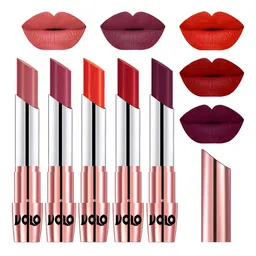 VOLO Set Of 5 Creme Matte Lipstick-3.5g Each-Light Peach-Rose Pink-Coral- Tomato Red-Wine-image-68