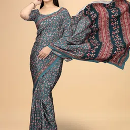 K 5 Fashion Floral Pure Crepe Saree-image-49