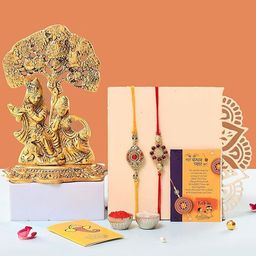 CraftVatika 5-Pcs Rakhi With Showpiece &Tilak With GreetingCard-image-0