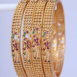 SGA FASHION Set Of 4 Gold-Plated American Diamond-Studded Bangles image 2