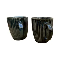 Divy Aarambh Stories Green 2 Pieces Textured Ceramic Glossy Cups And Mugs-12
