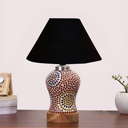 Aura Conical Black & Red Printed Glass Frustum Shaped Table Lamp image 3
