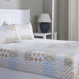 MASPAR Printed Cotton 144TC Double Bed Fitted Bedsheet With 2 Pillow Case 1.83 m x 1.98 m-image-39