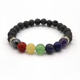 VIBESLE Unisex Black Chakra Lava Stone Bracelet-image-7