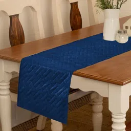 Myntra Elegant Homes Blue Quilted Velvet Table Runner-17