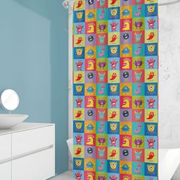ArtzFolio Blue & Yellow Printed Waterproof Shower Curtain-image-72