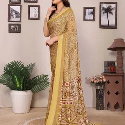 AMRUTKALA SAREES Floral Printed Block Print Saree image 4