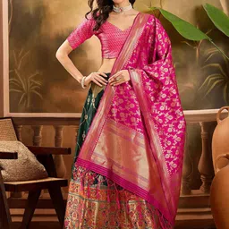 SHADOW & SAINING Woven Design Semi-Stitched Lehenga Unstitched Blouse With Dupatta-picture-26
