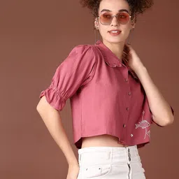 LIMEROAD Women Embroidered Cotton Shirt Style Top-image-38